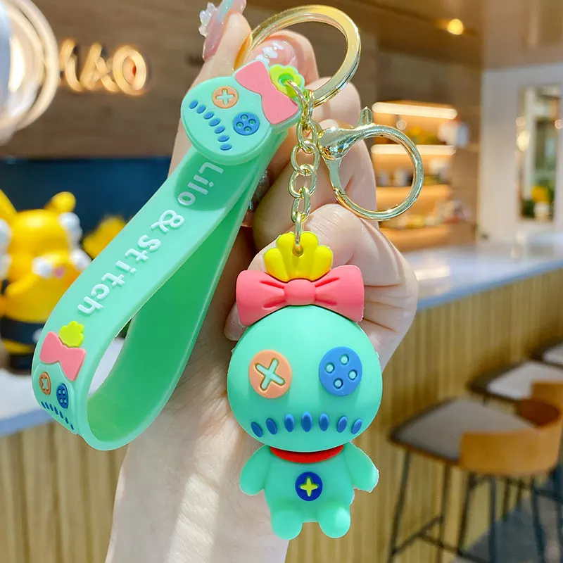 cute cartoon Stich pendant key chain backpack decor keyring 3d  PVC keychain