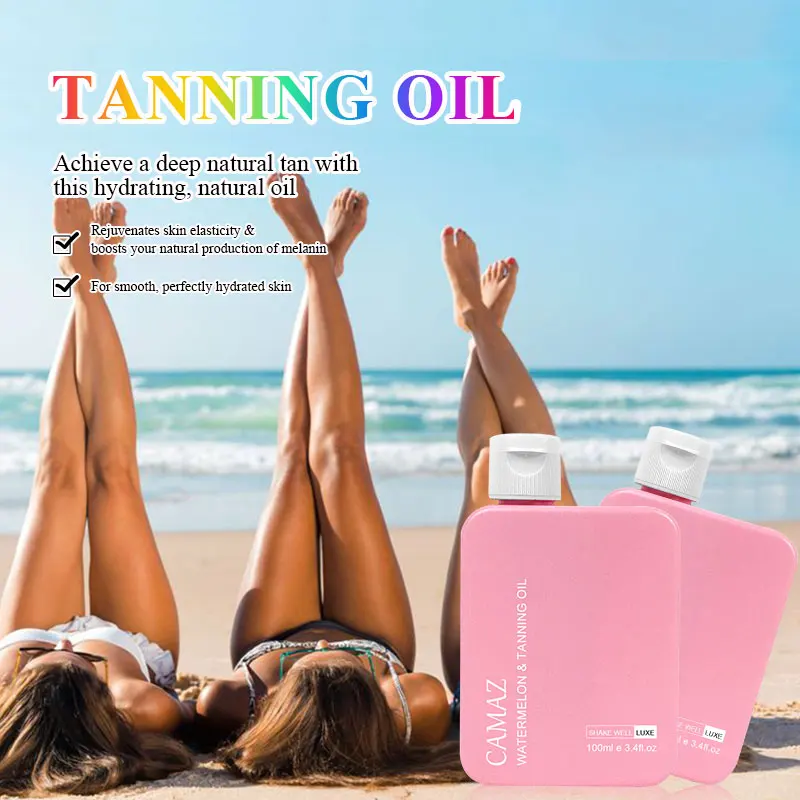 Tanning Oil Spray Private Label 100ml Watermelon mango Coconut Sun Tan Body Oil Accelerator Sunbed Tanning Oil