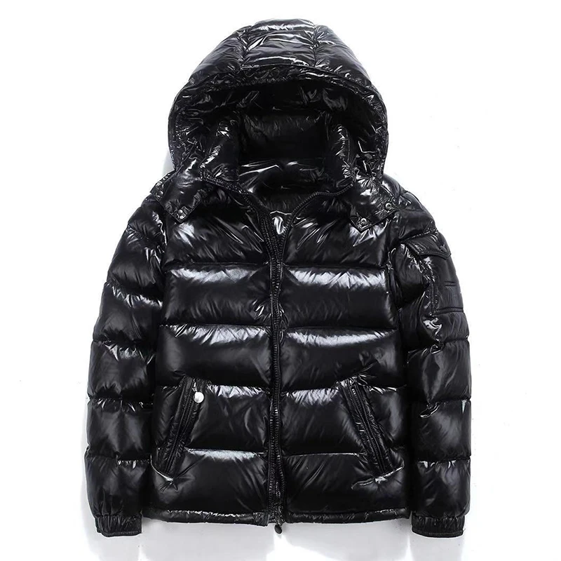 2022 Hot Selling Winter Warm Windproof Hooded Coat Shiny Puffer Jacket Outdoor Thick Down Jacket For Men/