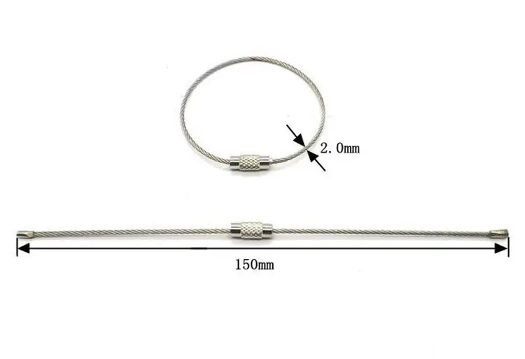 YIWANG Cable Wire Key Chain Ring Stainless Steel Screw Locking