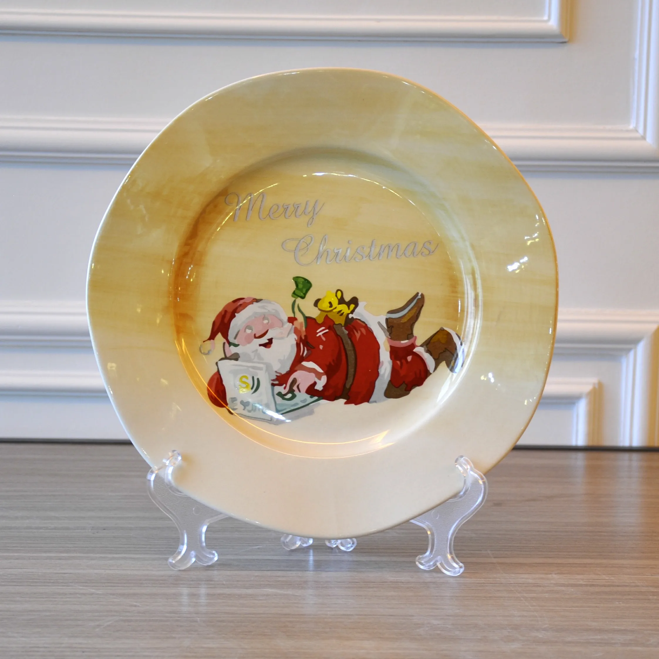 JIA SHUN Wholesale Christmas Santa Claus Decal Ceramic Dinnerware Sets