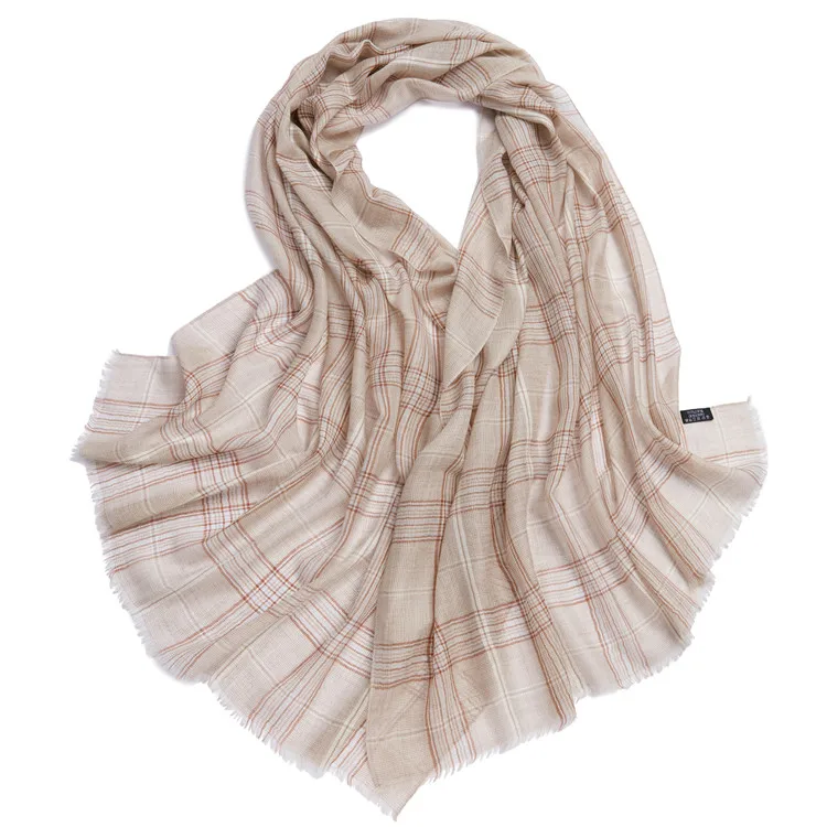 Custom logo women winter new long cashmere scarf plaid pashmina hijab blanket shawl scarf
