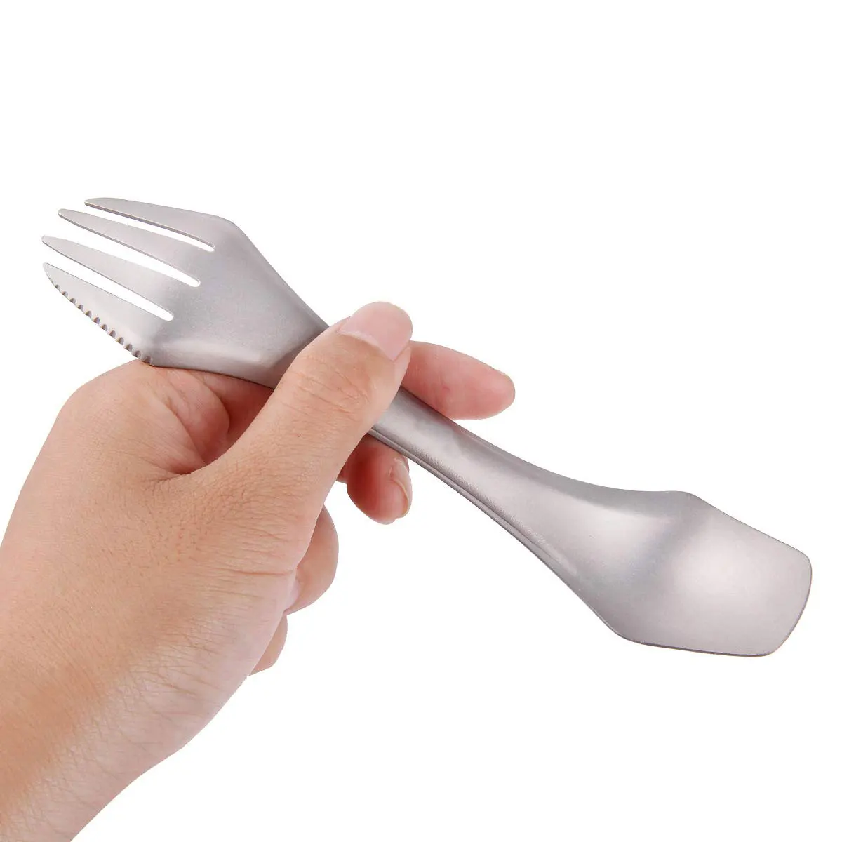 Kongbo Light weight Eco-friendly Durable Rustproof Titanium Flatware Spork Spoon Fork 3 in 1 Cutlery/Utensil for camping hiking