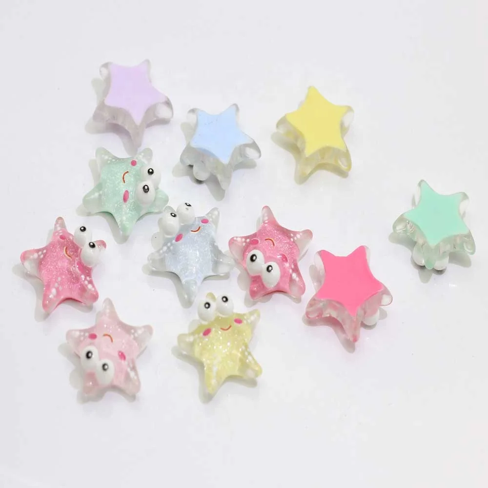 100pcs Colorful Kawaii Resin Simulation Small Starfish Crafts Flatback Cabochon Decorative For Phone Diy Accessories