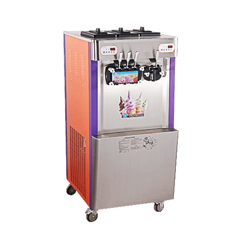 Commercial Floor Standing Soft Gelato Ice Cream Machine 3 Flavor Icecream Maker
