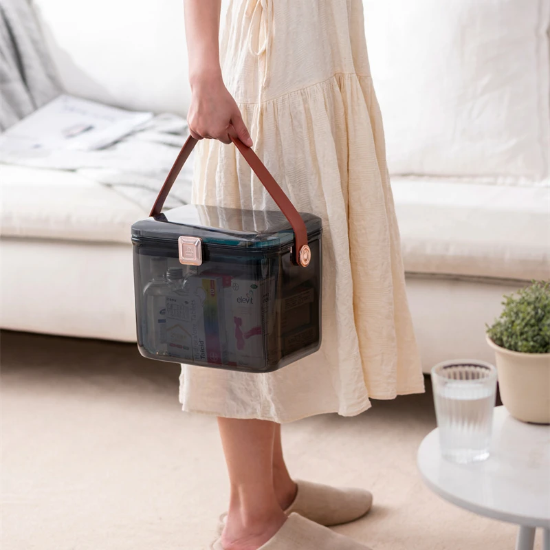 Pinmoo Plastic First Aid Kit Medicine Storage Box Multipurpose Doule Layer Large Storage Box with Lid