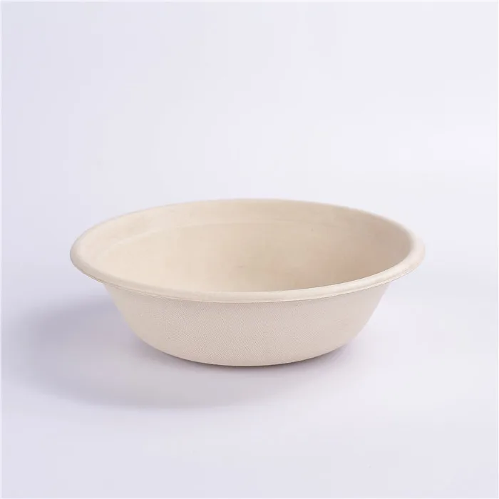 
100% disposable biodegradable tableware Sugarcane bagasse paper pulp tableware 24 oz kraft paper salad bowl with clear lids 