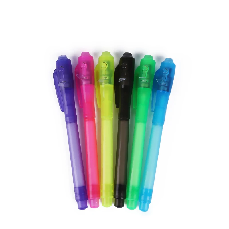 2021 hot selling Fashion Magical spy pen secret message agent invisible ink pen with uv highlighter pen for student and office