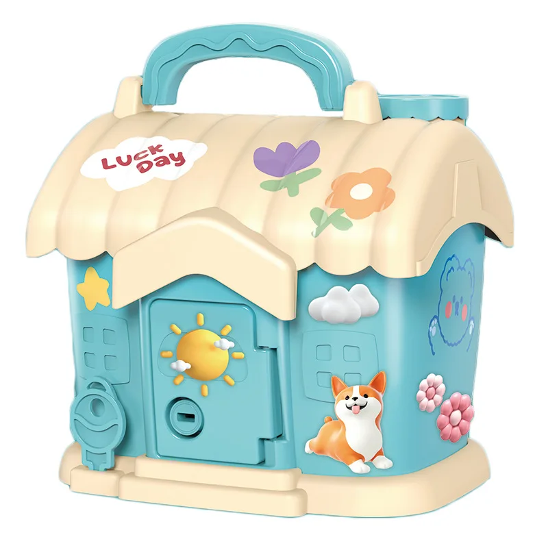 2024 New Design Cartoon Cute Cabin Savings Money Box Kids Multi Function Digital Coin Cash Saving Toys For Children Gift