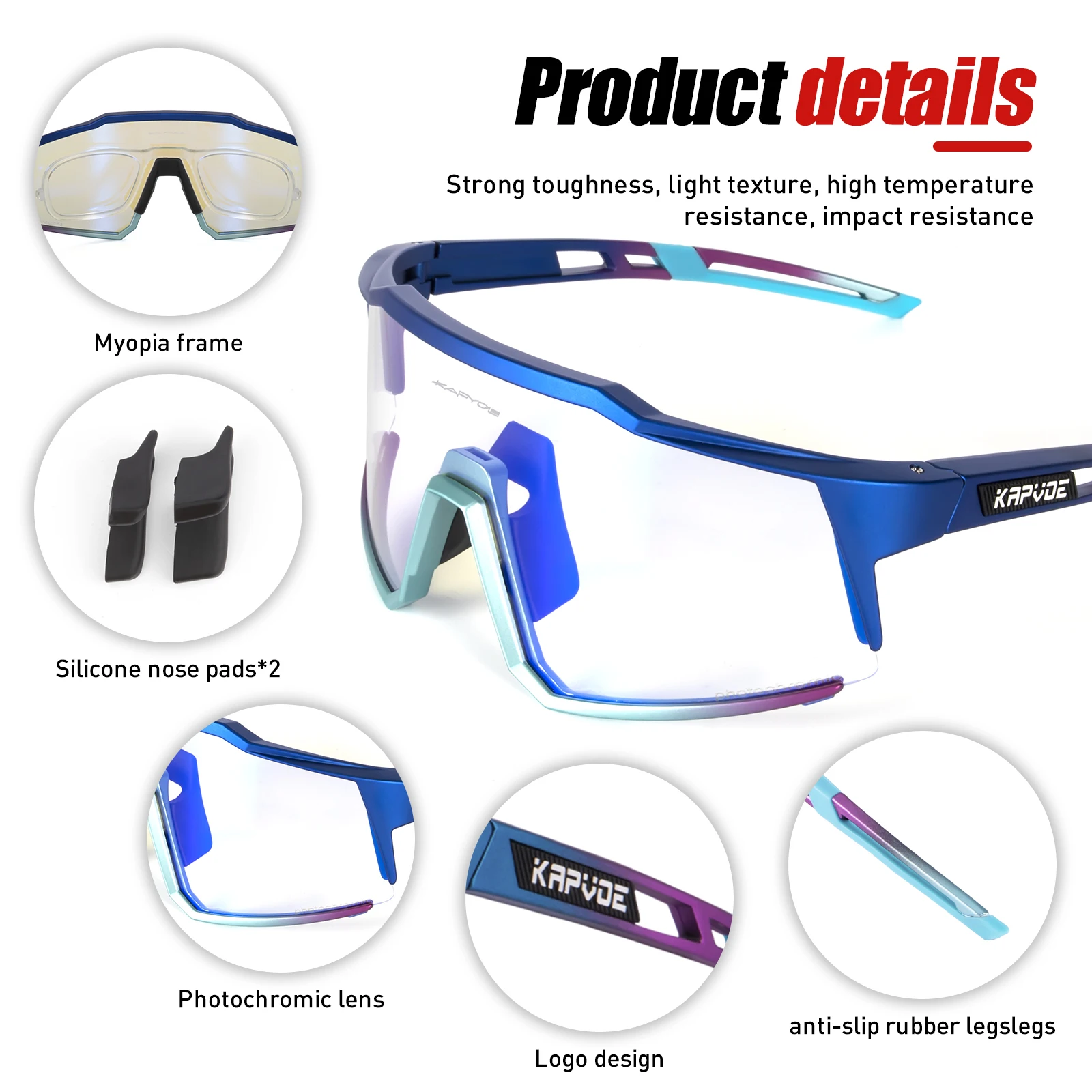 KAPVOE Photochromic Sunglasses Cycling Glasses for Men MTB Cycling Women Road Bicycle Glasses UV400 Bicycle Sunglasses