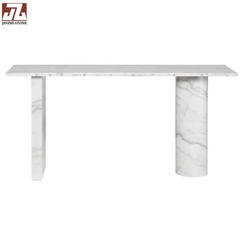 Calacatta White Console Marble Table Top Casual Table Fashion  Bench Handcrafted in Travertine