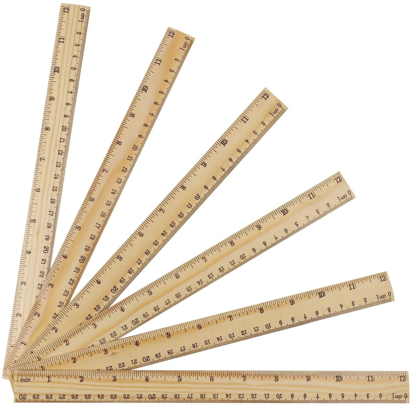 built in scale clear calibration 12inch 30cm wood straight ruler straighten beveled edge wood measurement ruler WR001