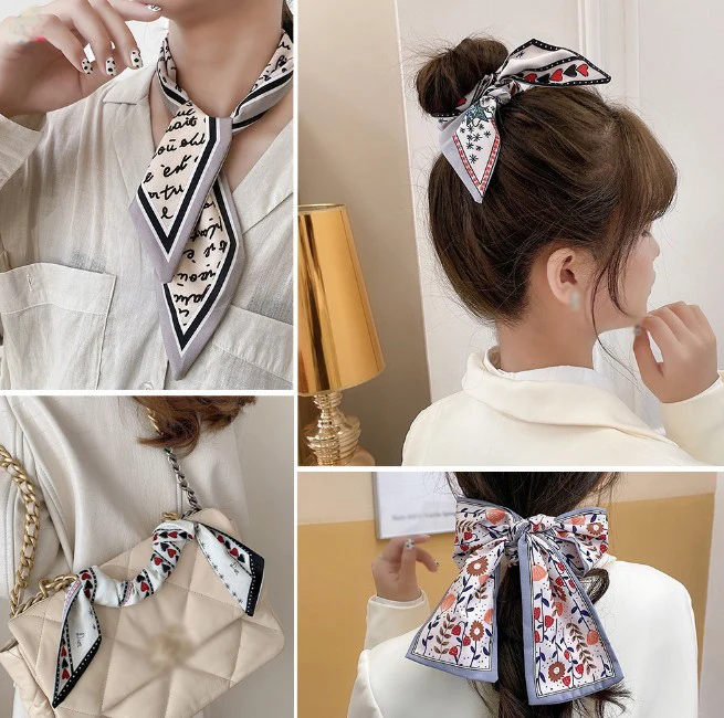 South Korean version of the new small scarf Spring and Autumn Double-sided Scarf Hair Band