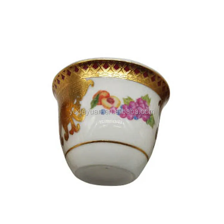 Porcelain Factory Custom Printed Design Luxury Small Coffee Arabic New Bone 80cc 60ccCawa Cup Set Without Handle