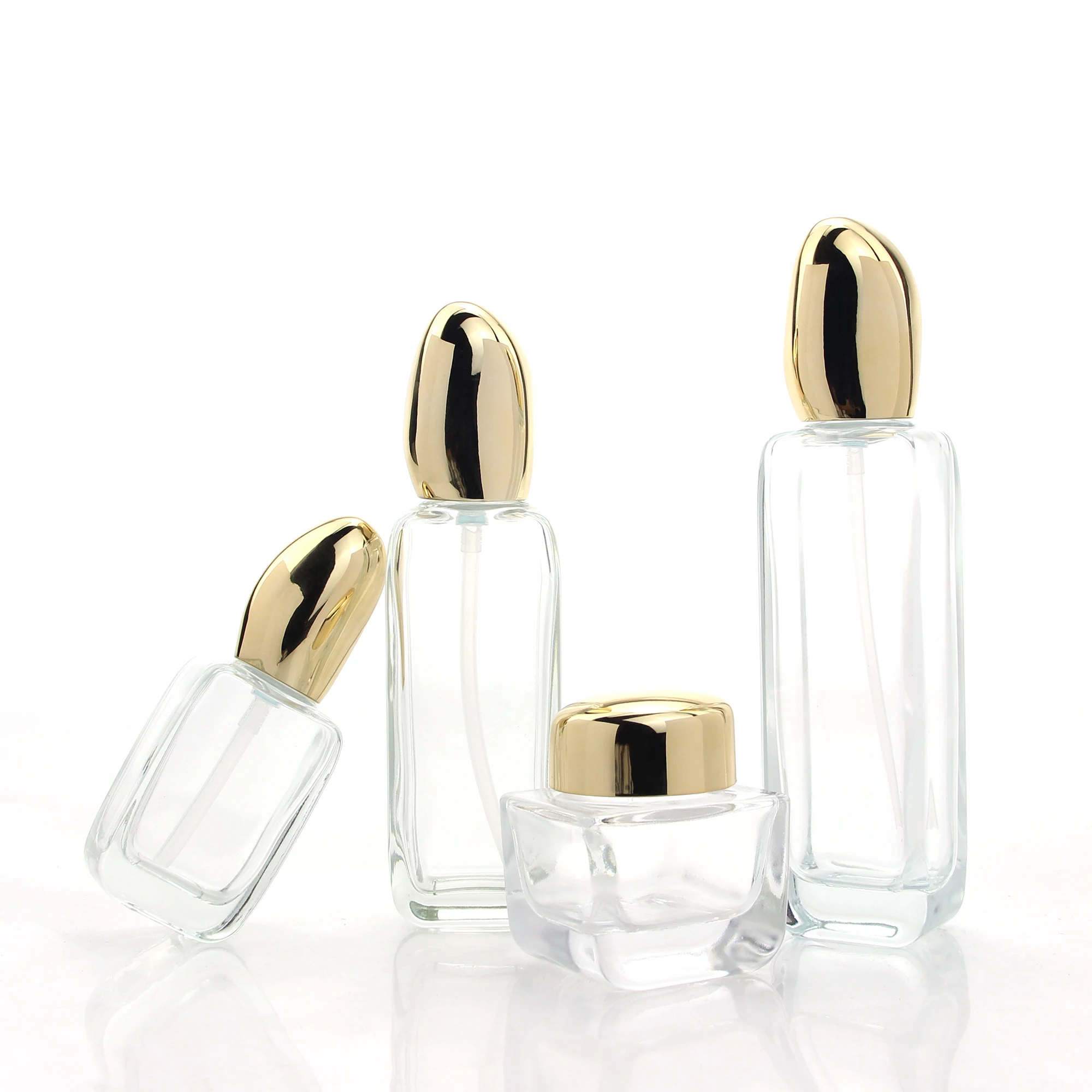 40 100 120 ml Square Empty Shampoo Lotion Pump Glass Bottle and Jar 50g for Cosmetic Packaging