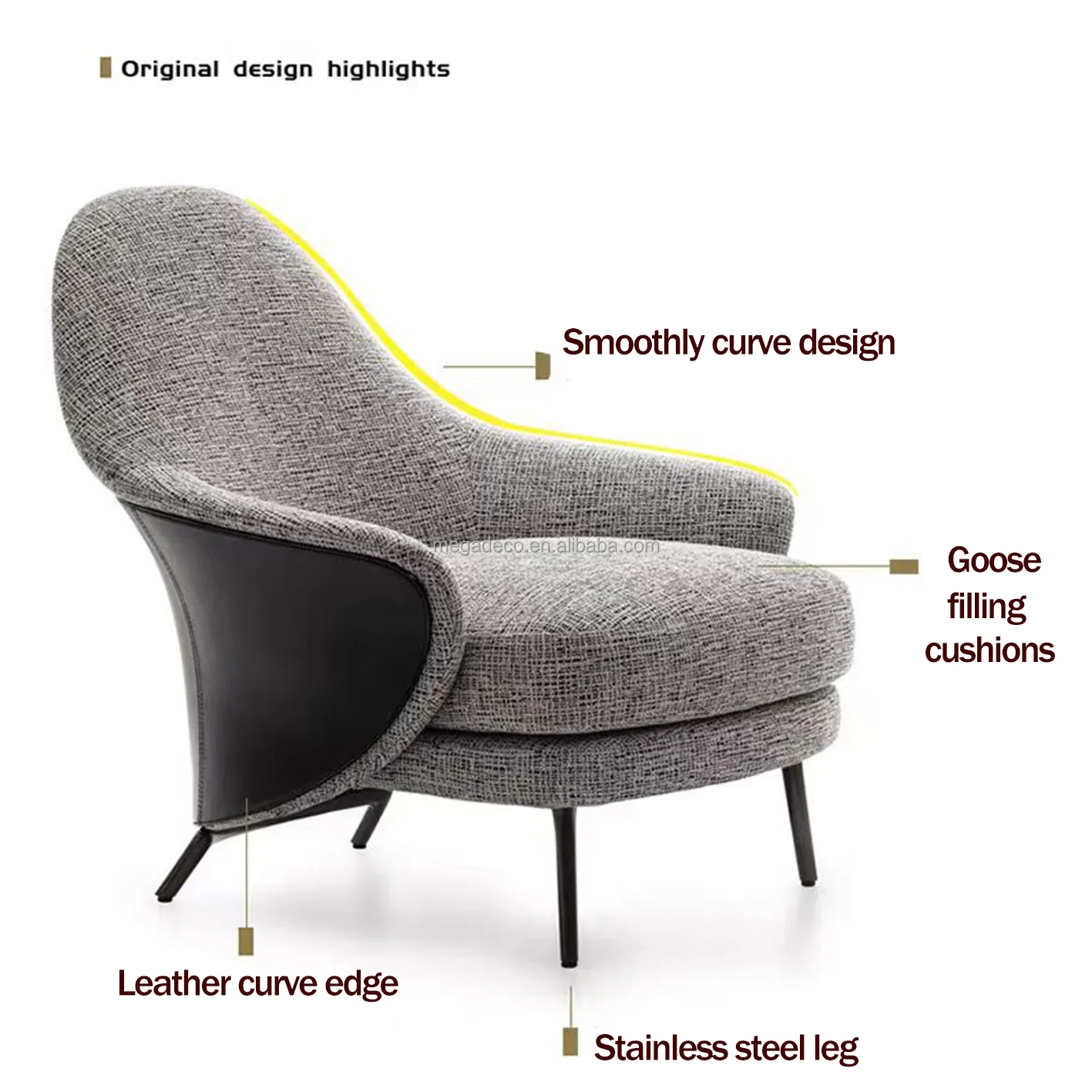 DONSUN Modern Design Microfiber Fabric Leisure Living Room Lounge Chair Home Furniture Angie Armchair