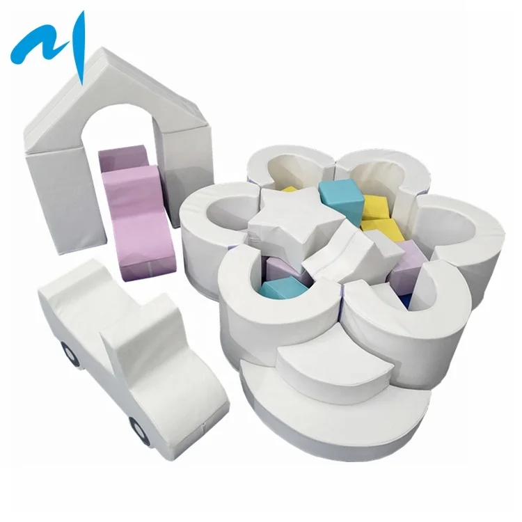 White Soft Play Foam Equipment For Children Indoor Active Play Structure Building Blocks