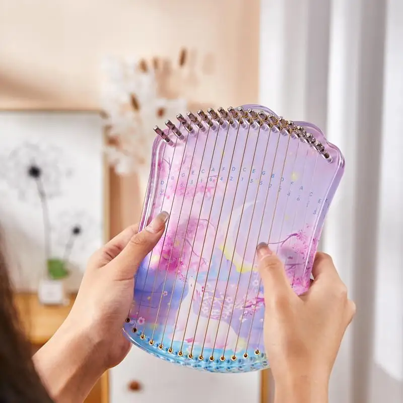 portable musical instrument hapika lyre harp free custom logo 17 strings with case