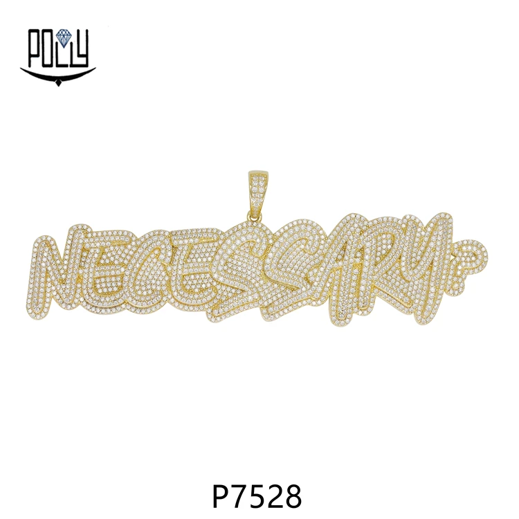 Polly Производитель Заказной кулон логотип или имя хип-хоп дизайн инициалы ювелирные изделия moissanite