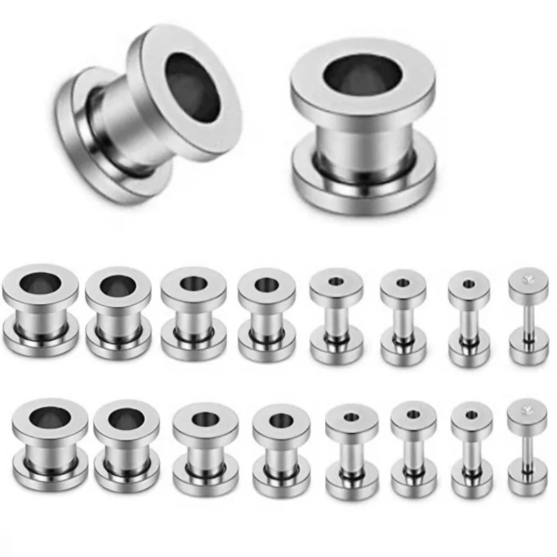Piercing 36PCS Stainless Steel 14G-00G Ear Set Gauge Plug Ear Tunnel Set Steel Taper Plug Kit Ear Stretching Kit