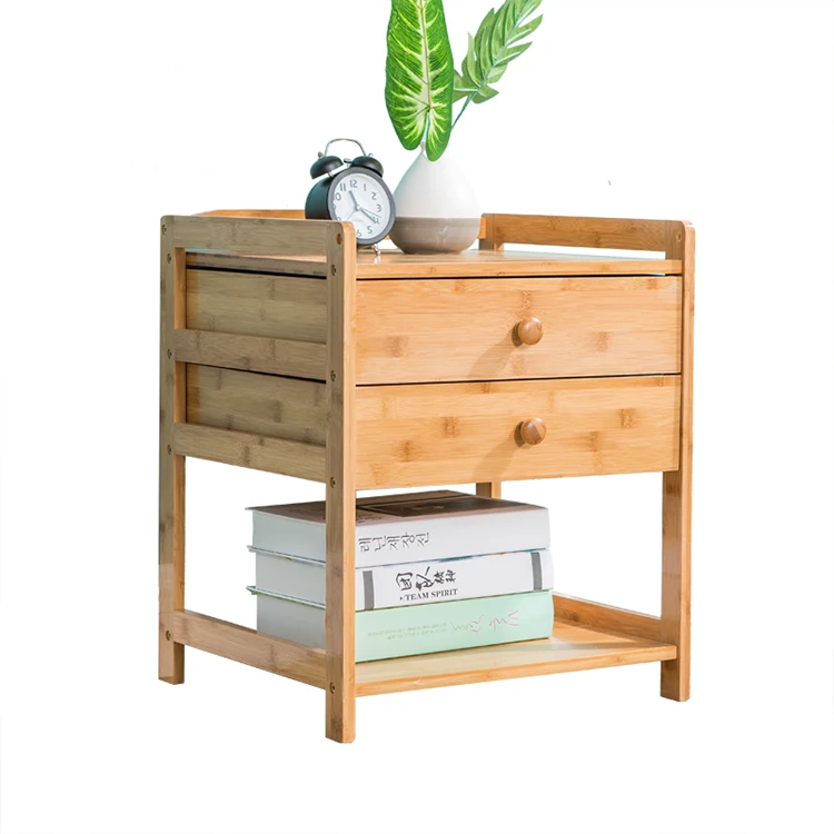 Modern storage drawer bamboo multi-drawer bedside table organiser