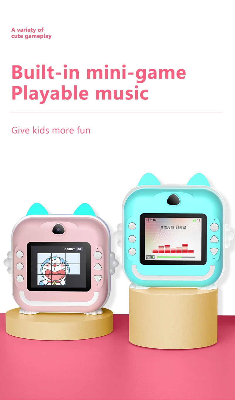 Cute Christmas Gift Kids Toys Digital Print Camera With Photo Paper