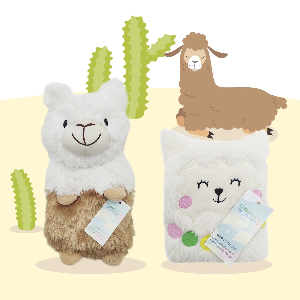 Free sample cute alpaca shape microwave heat bag for winter hand warmer