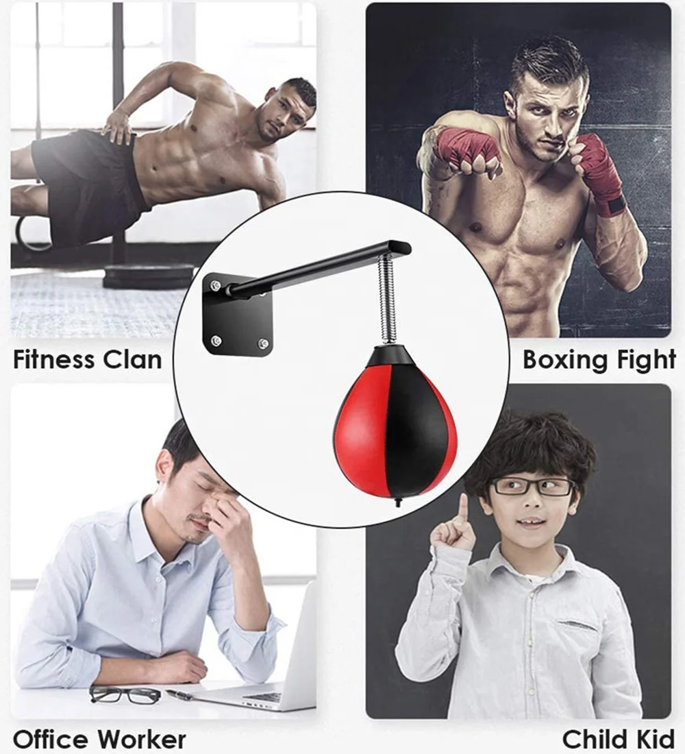 
Punching Bag Reflex Speed Bag with Reinforced Spring Wall-Mounted Strong Durable Boxing Ball Relief Stress Ball 