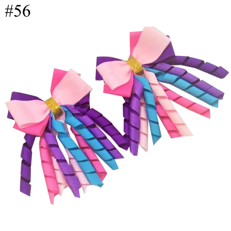 Shuoyang Curly Bow Hair Accessories Multi Colors Girls Ribbon Hair Bows With Elastic Hair Band