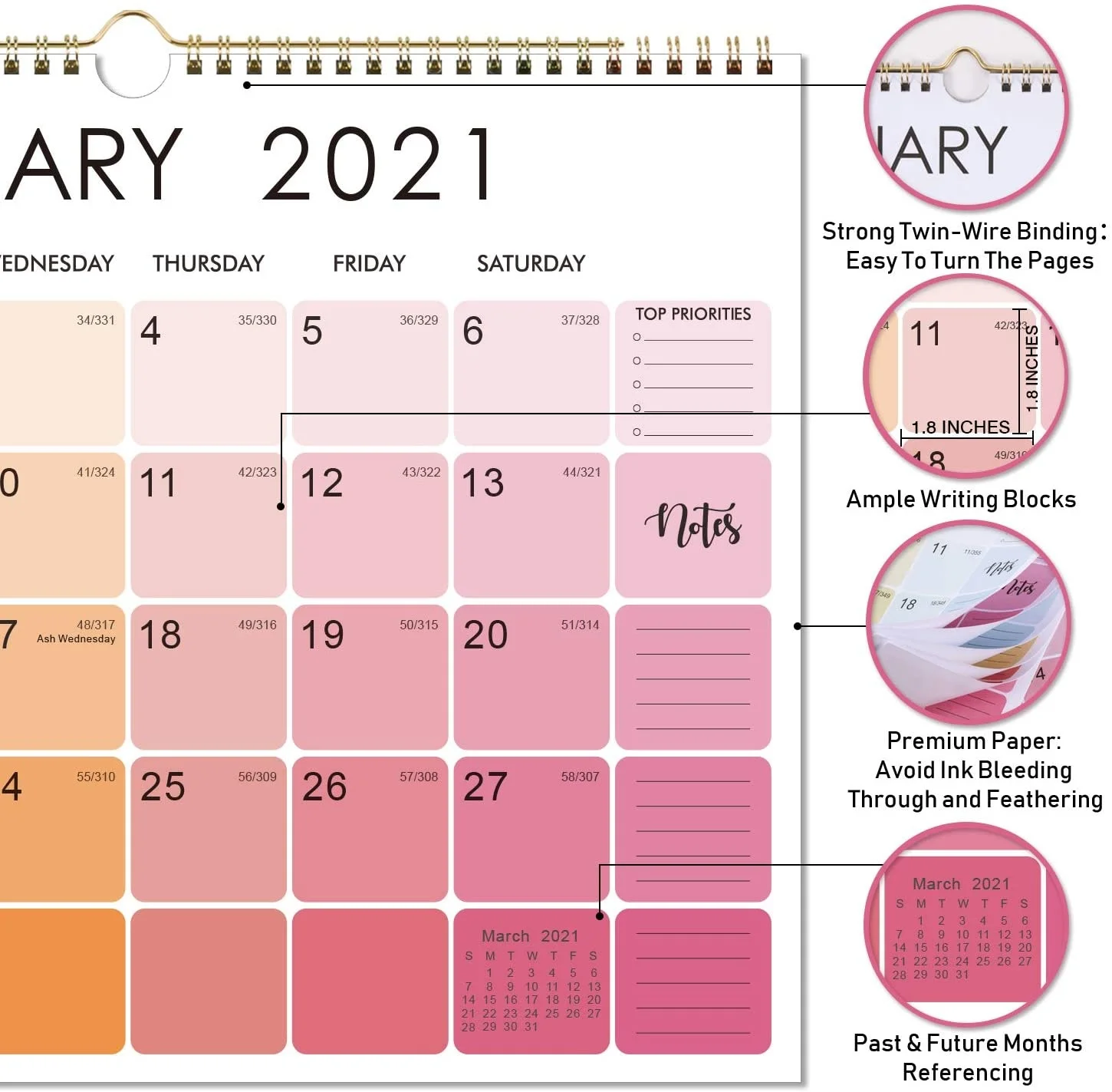 Creative 2022 Calendar with Wall Hanging Loop To Do List Year Planner Monthly Wall Calendar Daily Schedule Home Office