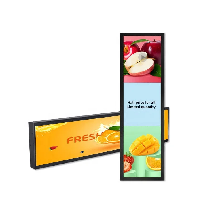Ultra Wide Bar Stretched LCD 19 Inch TFT Monitor Long Thin Screen Strip Digital Retail Shelf LCD Displays