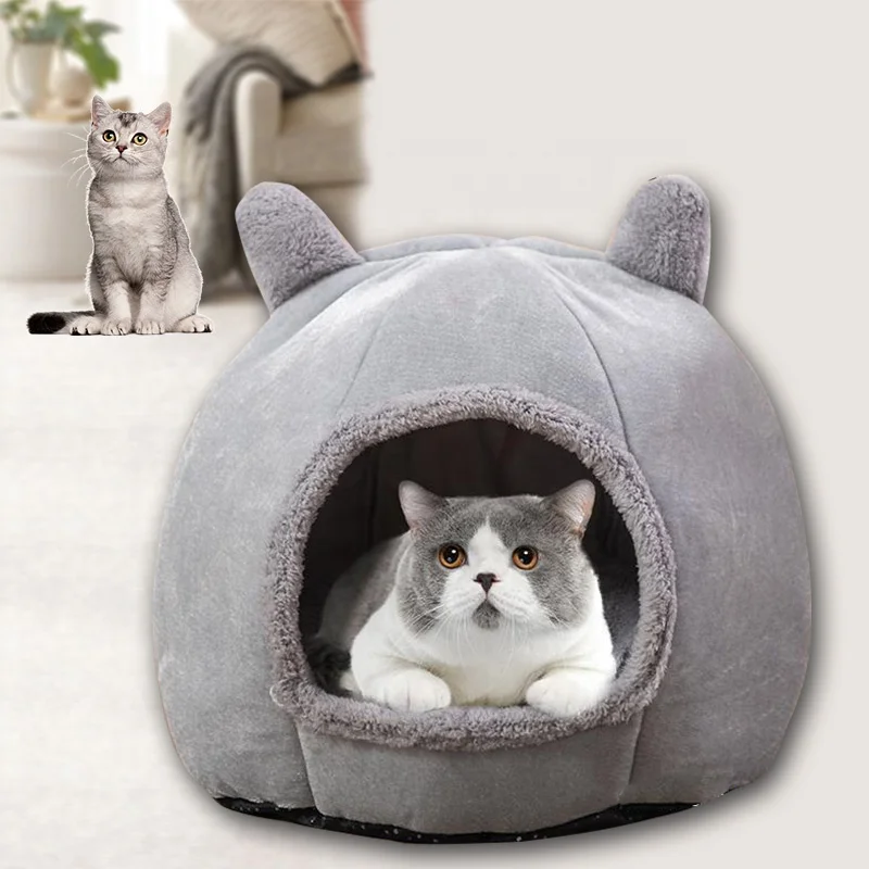 Durable washable Pet bed for cats Pet cave sleep cozy house cats tent accessories Cat Soft Pet bed semi-enclosed warm kennel