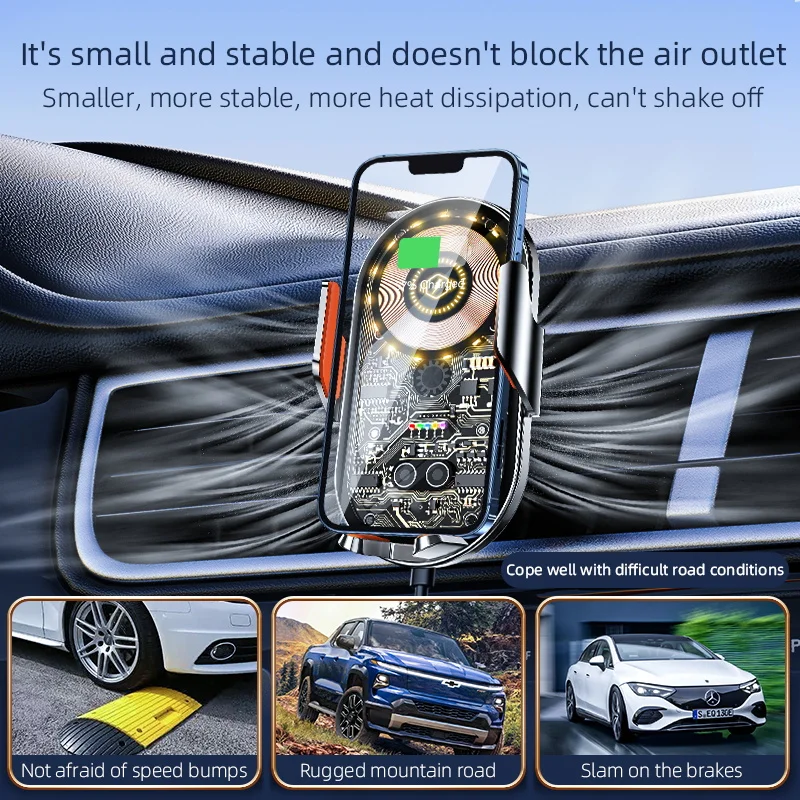 Transparent Wireless Car Charging Holder Universal Car Phone Holder for Vehicles Mobile Phones