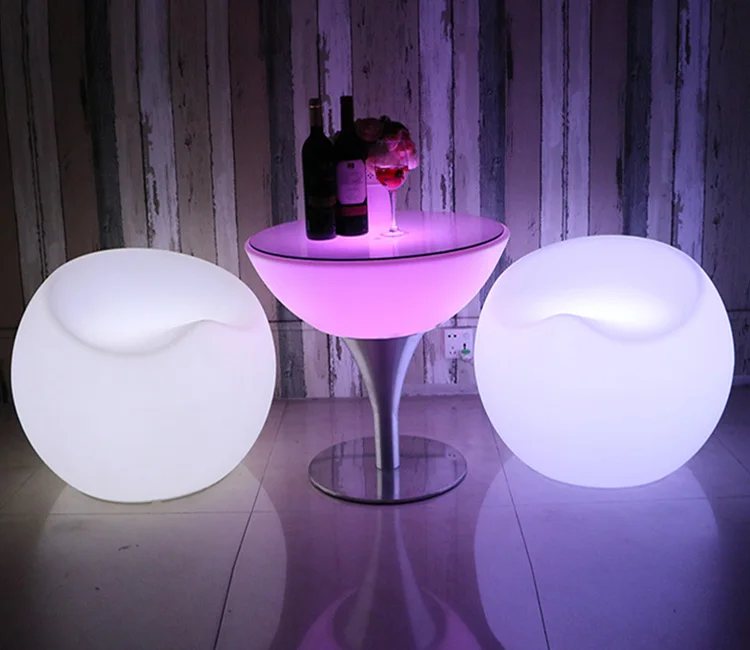 
wine glass shape Oval Pub portable led Tea table Round Dining plastic top stainless steel base for home 