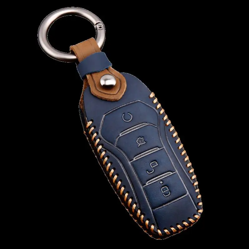 2023 New Listing Fashion Soft Crazy Horse Leather Shockproof Key Cover For Auto Car Key Case For Byd Tang Accessories