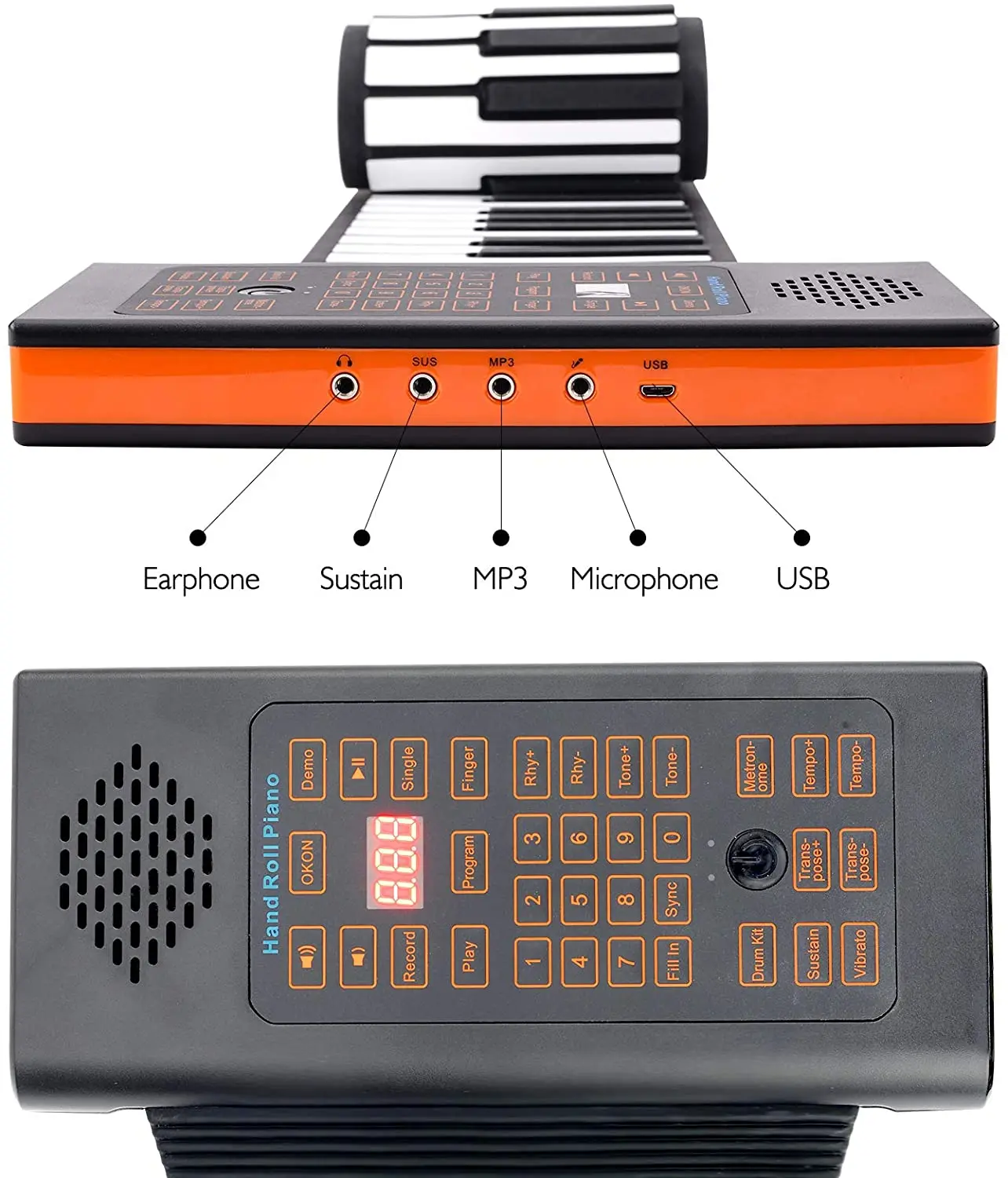 Rolling Piano Portable 88 Keys Electronic Keyboard Hand Rolling Piano Built-in Rechargeable Battery