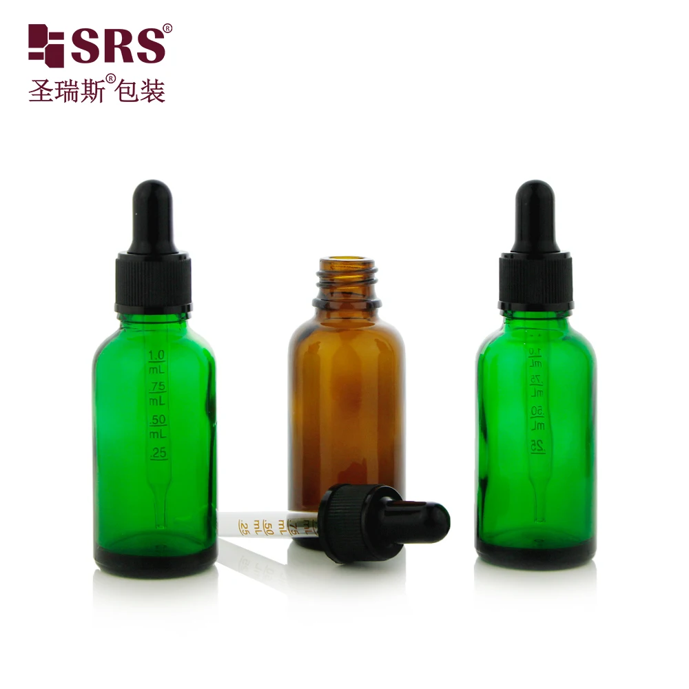 Ready to ship  amber clear green glass 30ml dropper bottle 5ml 10ml 20ml 50ml 100ml