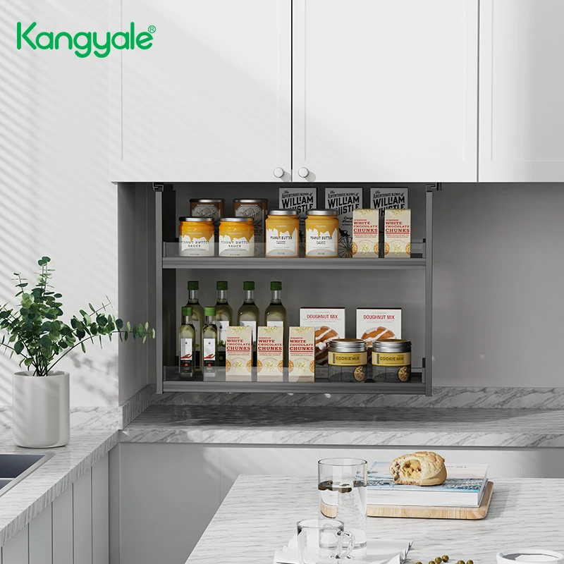 Modern Smart Kitchen Wall Cabinet Lift System Vertical Lifting Basket Touch Electric Lifting Basket