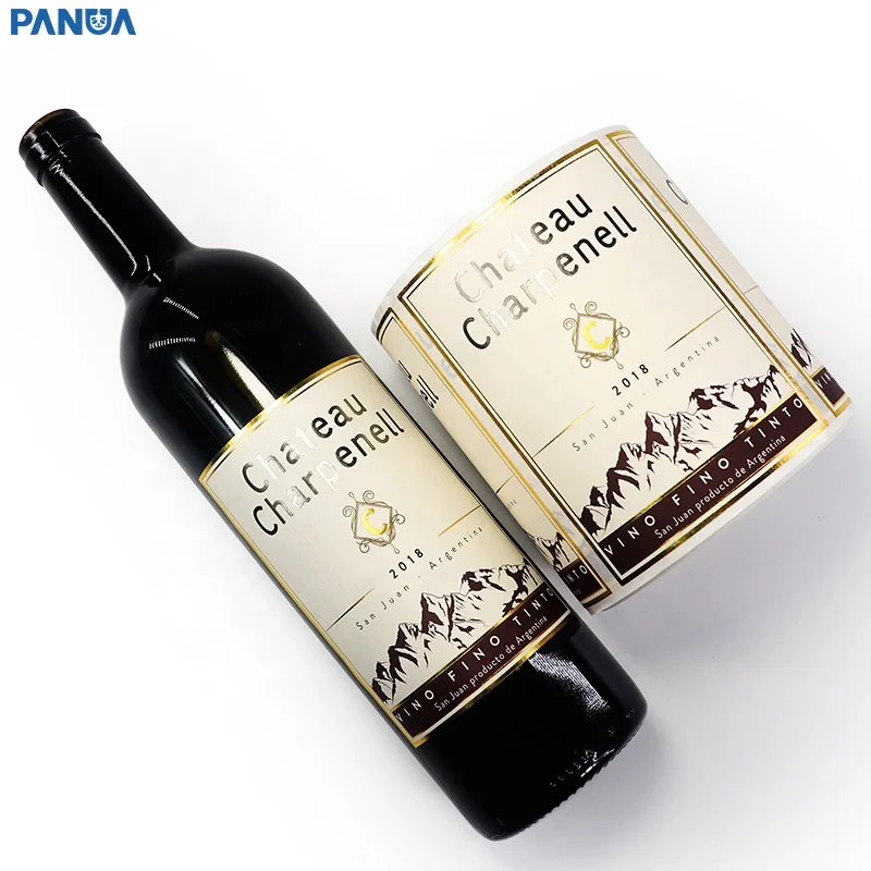 personalized  custom printing private red wine label stickers self adhesive waterproof logo Hot gold foil cheap wine labels