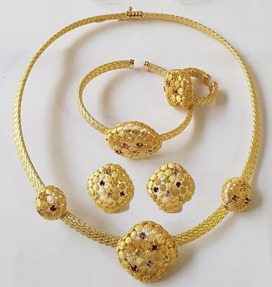 GDJWRI  luxury pure gold jewelry set 24k gold filled necklace sets for African