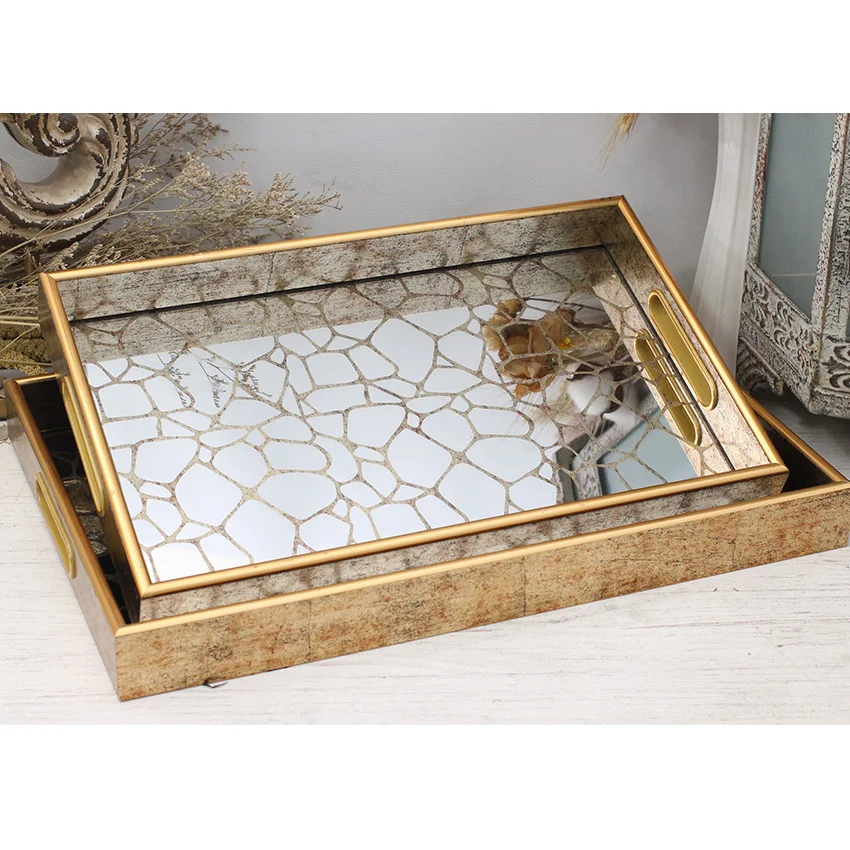 Sturdy PS Serving Tray with Handles Serving Coffee Appetizer Breakfast Kitchen Tray Makeup Drawer Organizer Vanity Tary