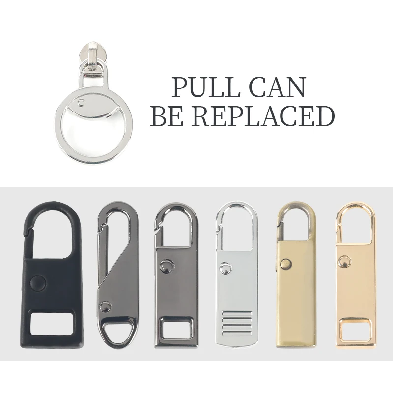 OCO Detachable metal slider accessories for #5 #8 #10 zipper other luggage accessories replaceable zipper head tabs