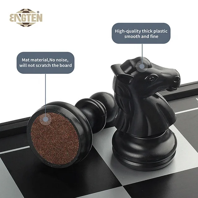 Educational Chess Game Plastic Folding Board Game Set Interior  Storage Chess Pieces Magnetic Custom Chess