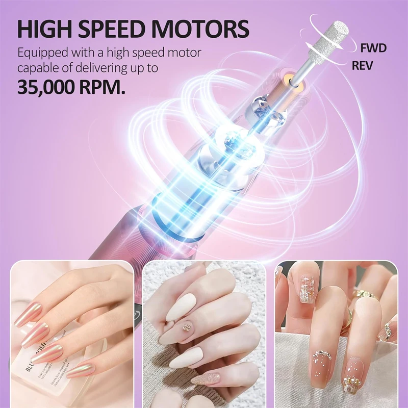 New touch screen rechargeable marathon durable electric nail drill professional nail drills pen machine with nail drill bits