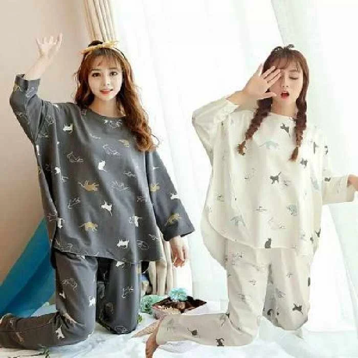 Baju Tidur Wanita модная женская пижама с длинным рукавом из хлопка