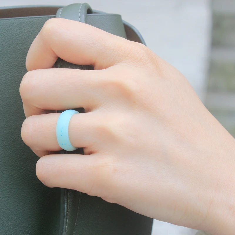 5.7mm Women Silicone Wedding band Couple Comfortable Metallic Silicone Finger Rings Silicone Rings