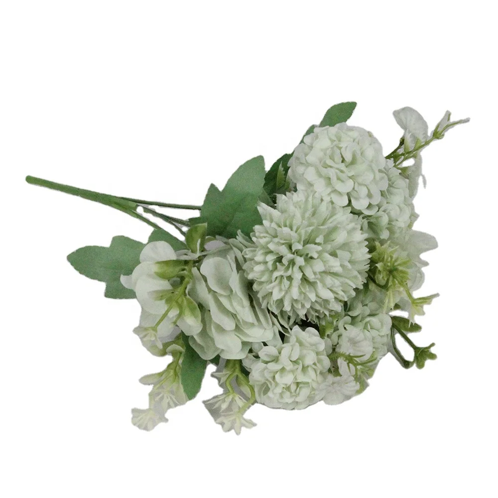 Lusiaflower высокое качество заводская цена комплект из 5 вилок цветов гортензии и хризантемы для домашнего свадебного декора