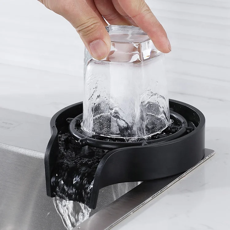 Upgrade Metal Glass Rinser Cup Washer for Kitchen Sink Attachment Matte Black Baby Bottle Automatic Cleaner Bar Accessories