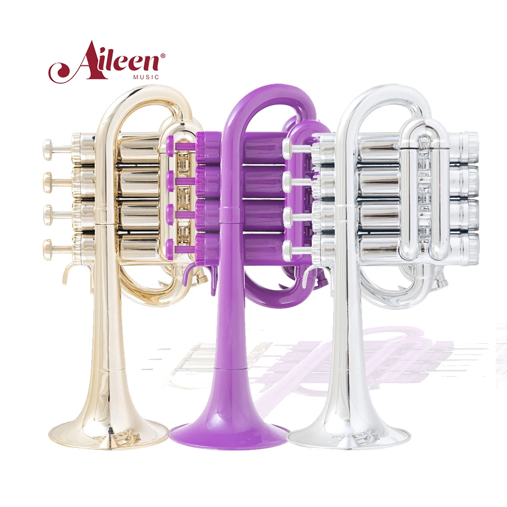 Ptrumpet ABS plastic 4 Valves Piccolo Trumpet Red Blue(PCT230P)