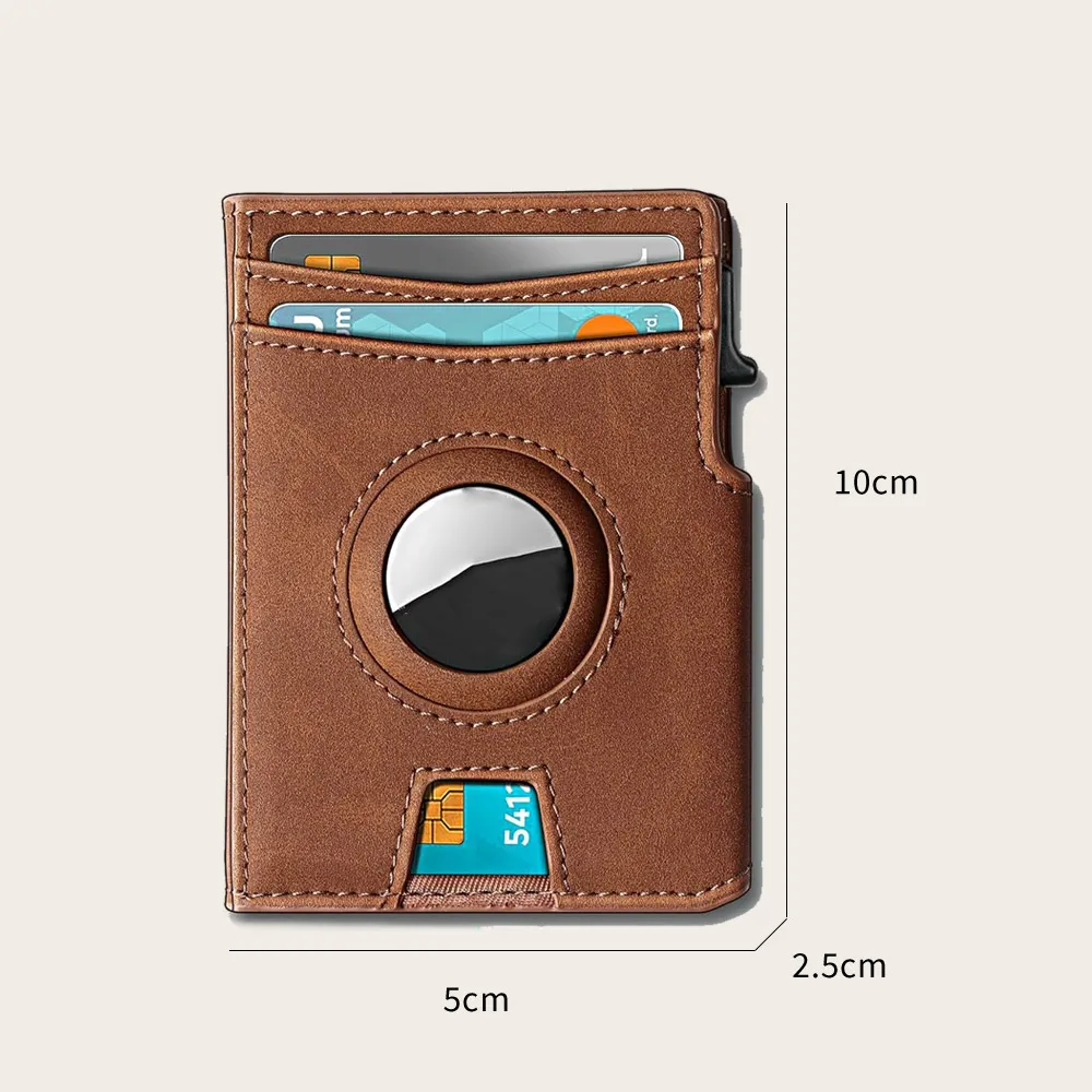 Wholesale metal pop up credit card holder wallet with money clip premium full grain leather wallet
